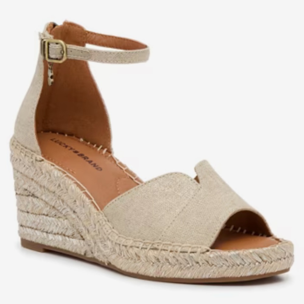 Lucky Brand Espadrille Wedge Sandals In Color Natural/ Tan Women Size 7.5